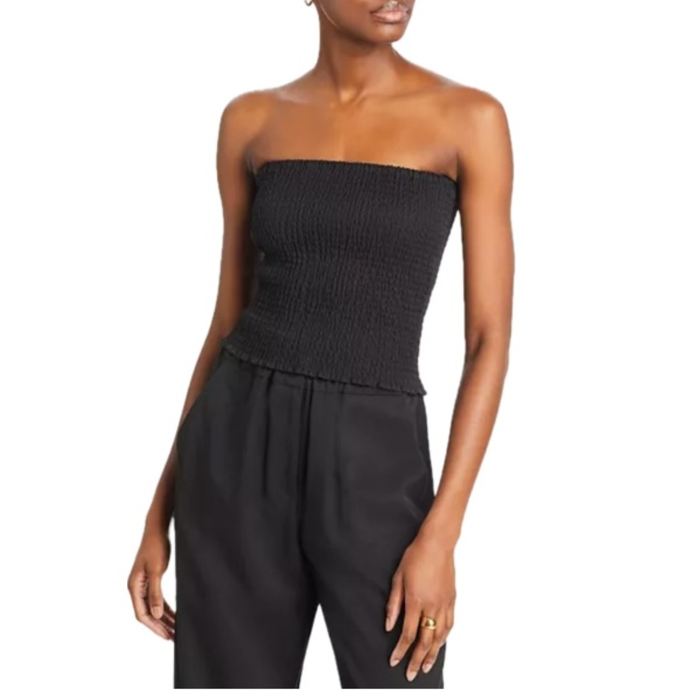 WAYF Kelli Smocked Top in Black
